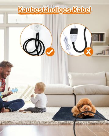 Килимок грілка для котів та собак, 30-60°C, 4 таймери, безпечний, вологостійкий, 45x45 см, сірий