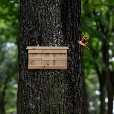 Дерев'яний шпаківня Relaxdays для горобців, 3 гніздові секції, тисове дерево, щілинний вхід 3х2 см, підвісний пташиний будиночок, натуральний