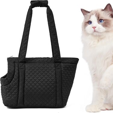 Сумка-переноска для собак | Сумка для маленьких собак з бавовни | Переноска для котів та цуценят (чорна)