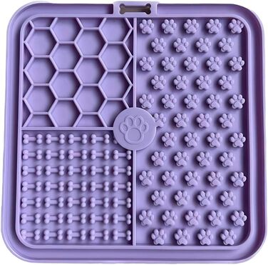 Килимок для собак та котів з присосками, повільний годівник для собак, лижучий килимок для зняття тривоги, арахісове масло (фіолетовий, 15*15 см)