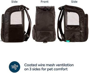 Транспортна сумка Sherpa Deluxe для собак та котів, розмір L, схвалена авіаперевізниками, чорна (27 x 27 x 43 см)