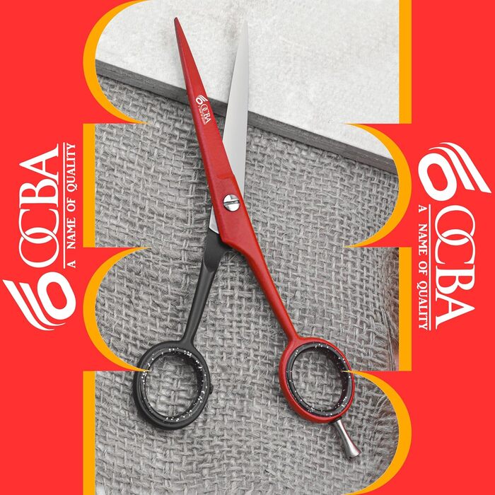 Професійні ножиці для волосся OCBA 6 дюймів - ножиці для перукарів та салонів, для чоловіків та жінок (червоно-чорні)