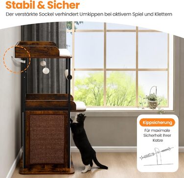 Комплекс для котів Kratzbaum XL 170 см: Дряпка-стовпчик, будиночок, платформа, гамак - Сірий котячий дерево для великих котів