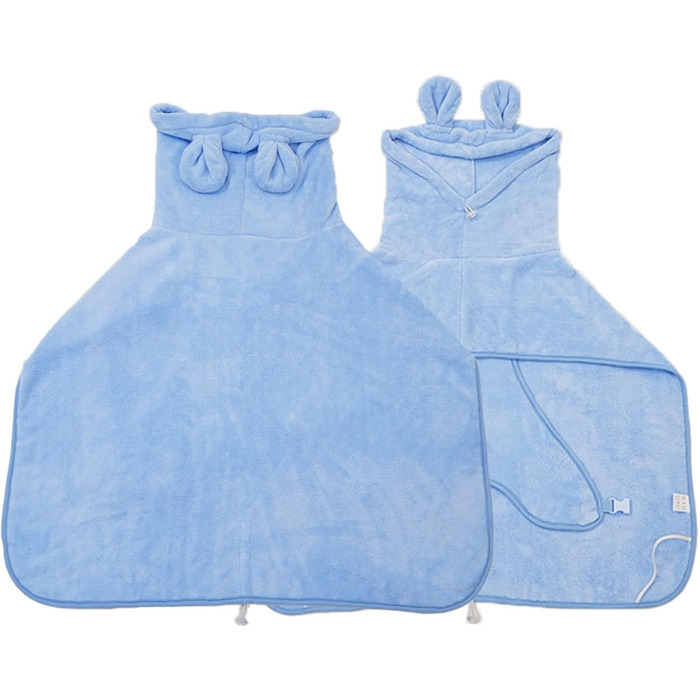 Рушник для собак з мікрофібри з капюшоном, супер вбираючий, швидковисихаючий, для цуценят та собак великих, середніх та малих порід, котів (Блакитний, S)