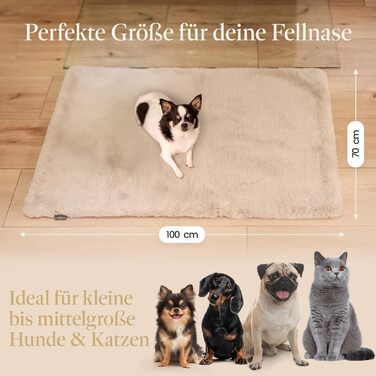 Плед для собак FellEngel de luxe® Premium, 100x70 см, веб-плюш, для собак та котів, килимок для тварин, ідеально для авто та дивану, прання, кашемір бежевий