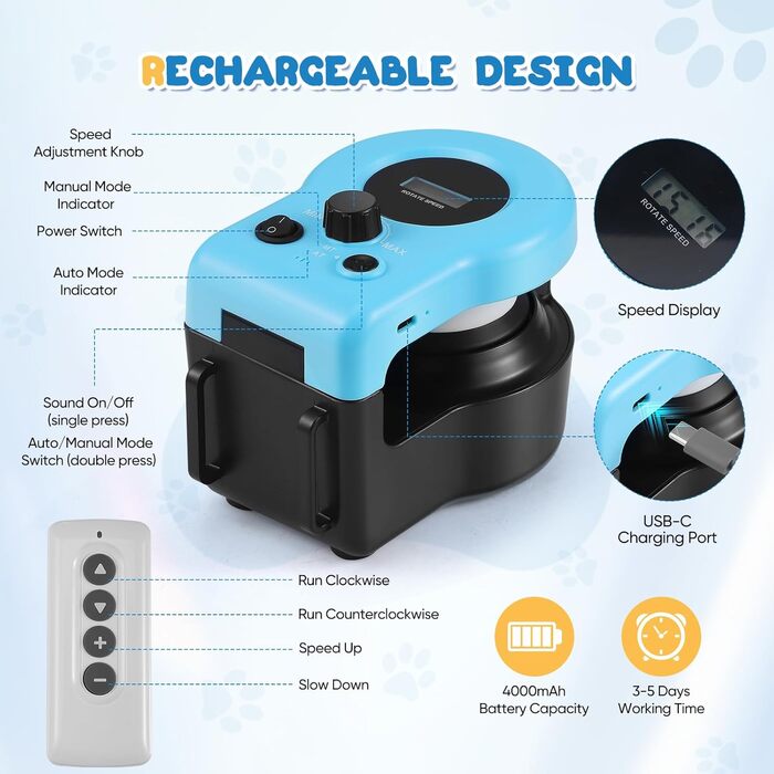 Інтерактивна іграшка для котів GJCrafts: автоматичне котяче бігове колесо, іграшка для полювання з дистанційним керуванням, регульована швидкість