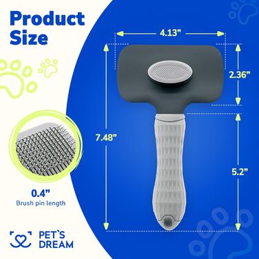 PET'S DREAM Самоочисна щітка для догляду за шерстю собак і котів, масажна з кнопкою очищення, для великих, короткошерстих і довгошерстих тварин