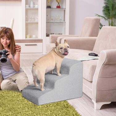 Сходинки для собак Galatée: зручні та стабільні сходи для дому та авто (5 сходин, коричневий/3 сходинки, світло-сірий)