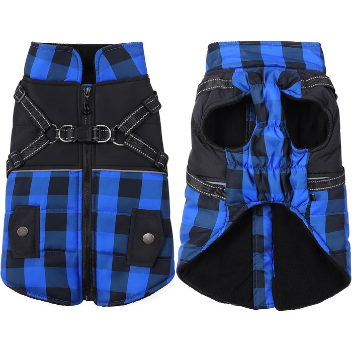 Теплий зимовий одяг для собак: флісова жилетка, куртка з блискавкою, водонепроникний одяг для холодної погоди (L, Синій)