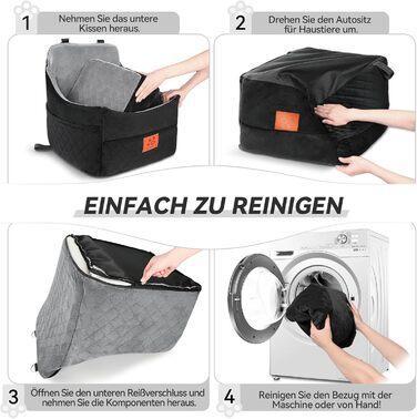 Автокрісло для собак GL GLENSLAVE для маленьких та середніх порід, з товстим шаром підкладки до 16 кг, знімний, пральний авточохол для тварин (чорний/коричневий, чорний/сірий)