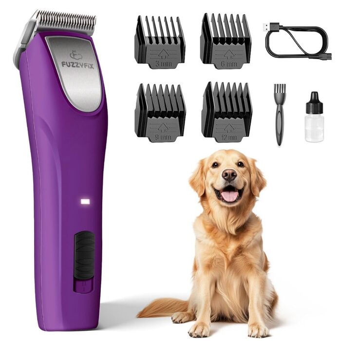 Професійна машинка для стрижки собак, 2 швидкості, ергономічний дизайн, для собак та котів, триммер для довгого, густого та кучерявого хутра, (Ліловий)