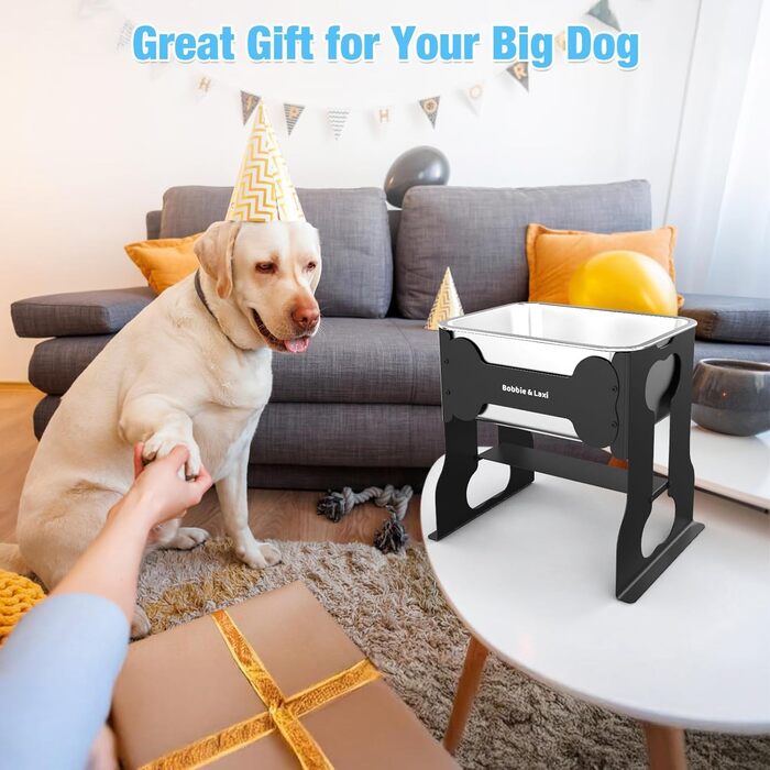 Підвищений миска для собак об'ємом 9.1 л з нержавіючої сталі з підставкою, 36 см заввишки для великих порід собак, стабільний металевий фуршет для полегшення суглобів, легко миється для використання в приміщенні та на вулиці