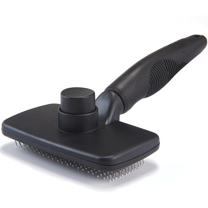 Самоочисна щітка для собак, вичісувальна щітка для довгої та короткої шерсті, турбота про шкіру, щітка для собак та котів, що видаляє шерсть, щітка для грумінгу, чорна