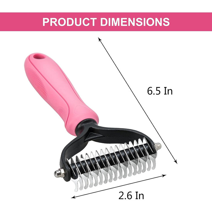 Щітка для собак для видалення підшерстя, 2 бокові щітки для грумінгу, професійний інструмент для догляду за шерстю, рожевий колір
