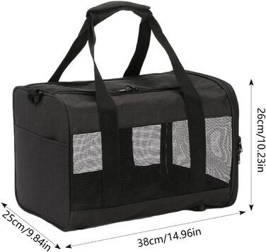Транспортна переноска для котів та маленьких собак Weiche – складана переноска з двома входами, чорна