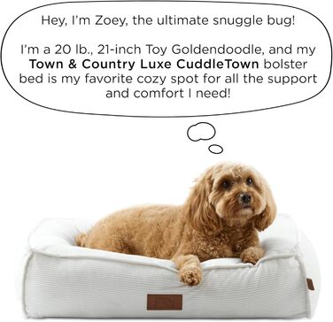 ТOWN & COUNTRY LUXE CuddleTown: М'яке ліжко для домашніх тварин, кремове, розмір M, 68x57x17 см