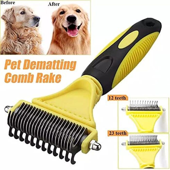 Професійна щітка для вичісування собак Kamm Professional Dog Dematting Kamm - виймає ковтуни, підходить для котів, жовта