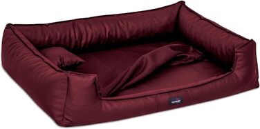 Ортопедичне собаче ліжко Tierlando® Goofy Easy Clean з штучної шкіри, з захистом для матраца, для середніх та великих собак, розмір 130x100 см, темно-червоний колір