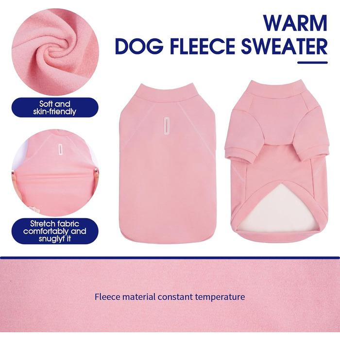 Теплий пуловер для собак з коміром FUAMEY, м'яка сорочка для маленьких собак, термо-світшот для цуценят з отвором для повідка, зручний халат, фліс, зимовий одяг, для Звергшпіца, Чихуахуа (Рожевий, S)