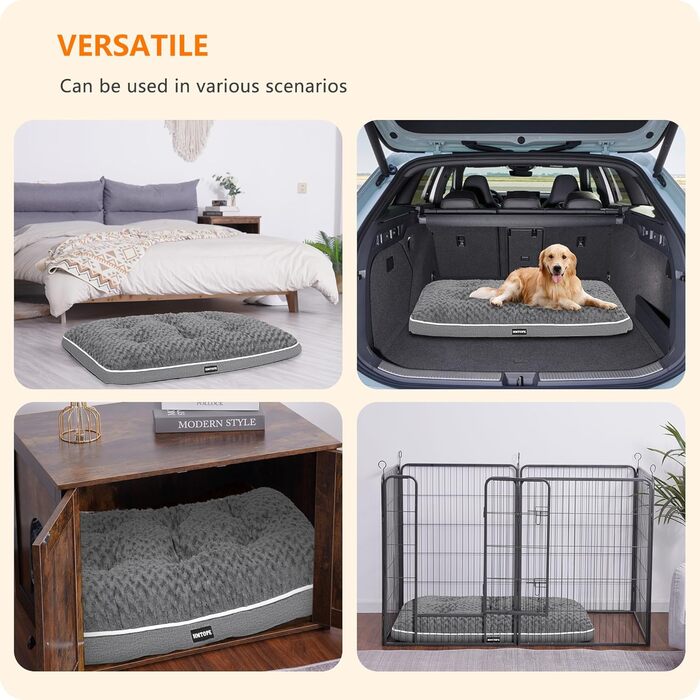 Ортопедичний лежак для собак, матрац для собак з двошаровою конструкцією, миючий лежак для собак, знімний кошик для собак, 105 см для середніх собак, середньо-сірий L 105 x 69 x 12 см, середньо-сірий