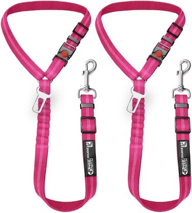 Безпечний автомобільний ремінь для собак 2-в-1, повід та фіксатор, кріплення до підголівника. Регульований, міцний, відбиваючий, простий у використанні, рожевий, 2 шт.