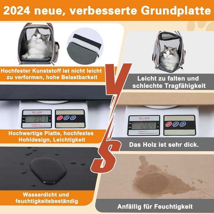 Сумка-переноска для котів та собак до 7 кг COMSLE (42x22x25 см, світло-сіра)