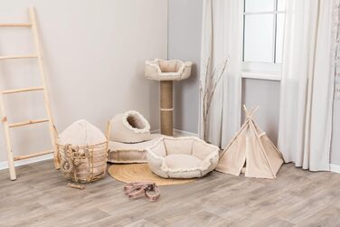 Лежак для собак TRIXIE Boho 65×65 см бежевий, м'яке плюшеве місце для середніх порід, не ковзає, можна прати