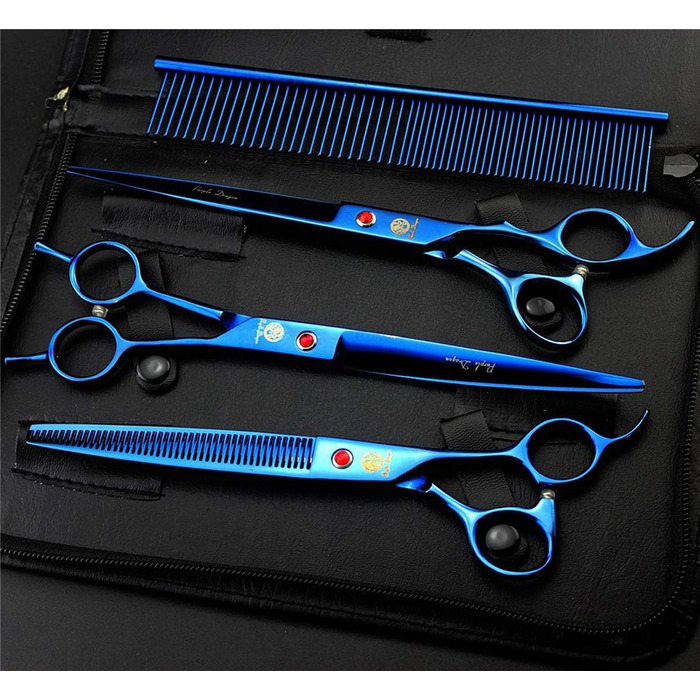 Професійний набір для стрижки тварин Purple Dragon: титанові ножиці для собак та котів (20.3 см), з сумкою