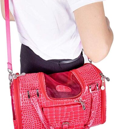 Переноска для собак та домашніх тварин PJDDP, сумка з PU-шкіри, для подорожей та прогулянок, червона