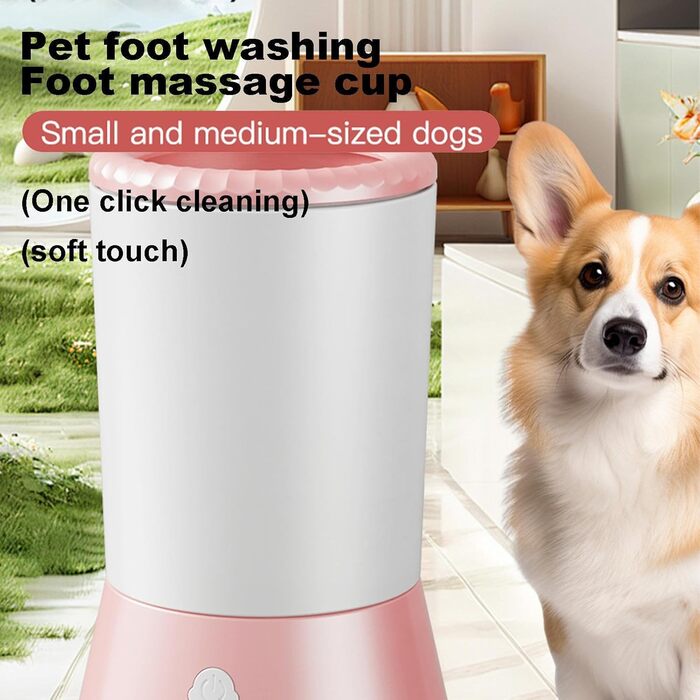 Очищувач лап для собак – мийка лап для собак, для собак та котів, 17 x 10 x 9 см, білий/рожевий