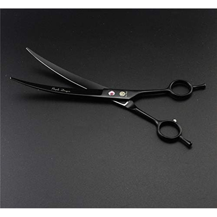 Набір для догляду за собаками Purple Dragon: вигнуті та фінішні ножиці, 20.3 см (8 дюймів), чорний колір