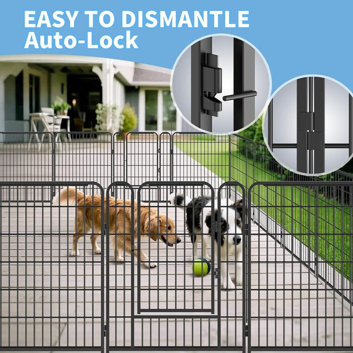 Забіг для цуценят Kuro Sagol 80 см - вольєр з автоматичним замком для собак, котів, кроликів. Ідеально для саду та ігрової зони на вулиці. 12 елементів