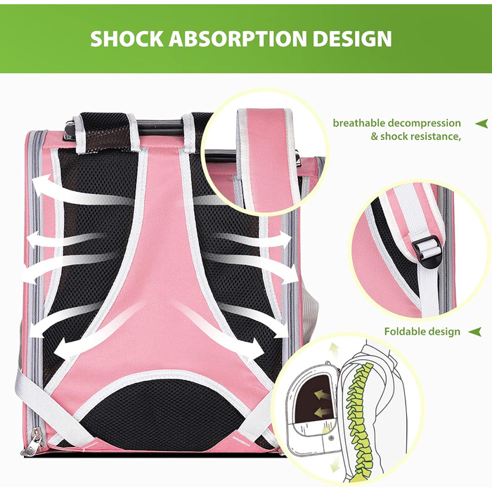 PETCUTE Рюкзак для собак і котів, дихаючий, прозорий, з підкладкою, для подорожей, дозволений авіакомпаніями, рожевий