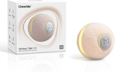 Інтерактивний м'яч для котів Cheerble Wicked Ball M3, заряджається, 3 режими, розумна іграшка з LED-підсвіткою, для домашніх котів і кошенят, бежевий