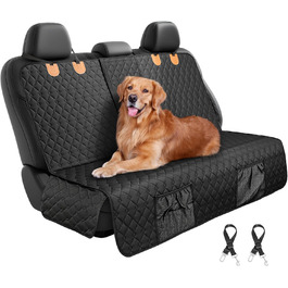Захисний чохол на заднє сидіння автомобіля для собак, водовідштовхуючий, антиковзний, з 2 ременями безпеки, чорний