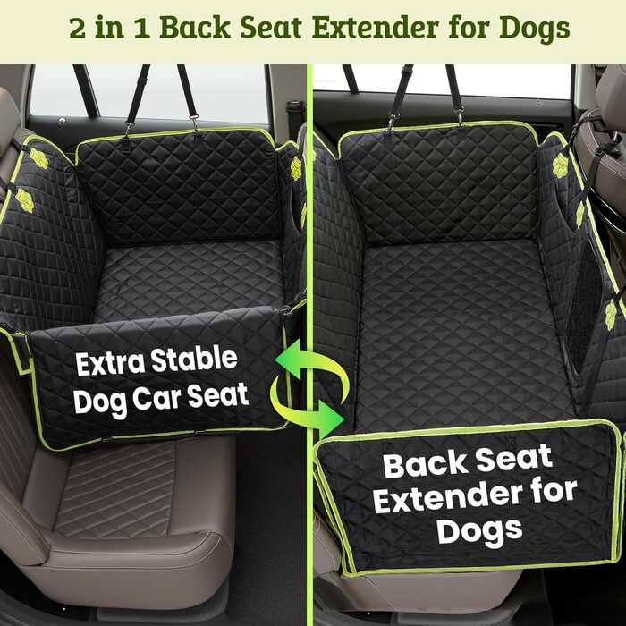 Захисний килимок для собак у машину Pecute 2-в-1: для заднього сидіння та як переноска, водовідштовхувальний, анти-царапин, з жорстким дном