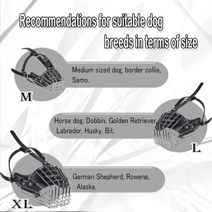 ЗакаБокс Намордник для собак середніх та великих порід - металевий, шкіряний, регульований, зручний, довговічний, запобігає гризінню та укусам