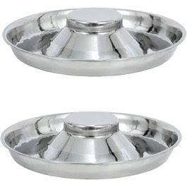 Набір з 2 мисок для собак з нержавіючої сталі LEACOOLKEY - миски для корму та води, для повільного годування, для маленьких собак, котів, тварин, сріблясті