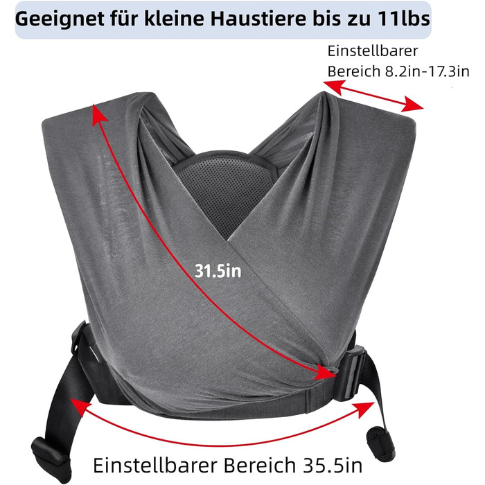 CUBY Сумка-переноска для собак, літня переноска для собак, рюкзак-переноска для собак, регульована переноска для цуценят, 10 фунтів (темно-сірий)