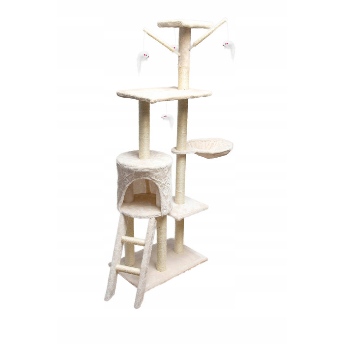 Високий когтеточка-комплекс із лежаком та стовпчиком для кігтів, вежа Pet HOBBY 101 — 160 см
