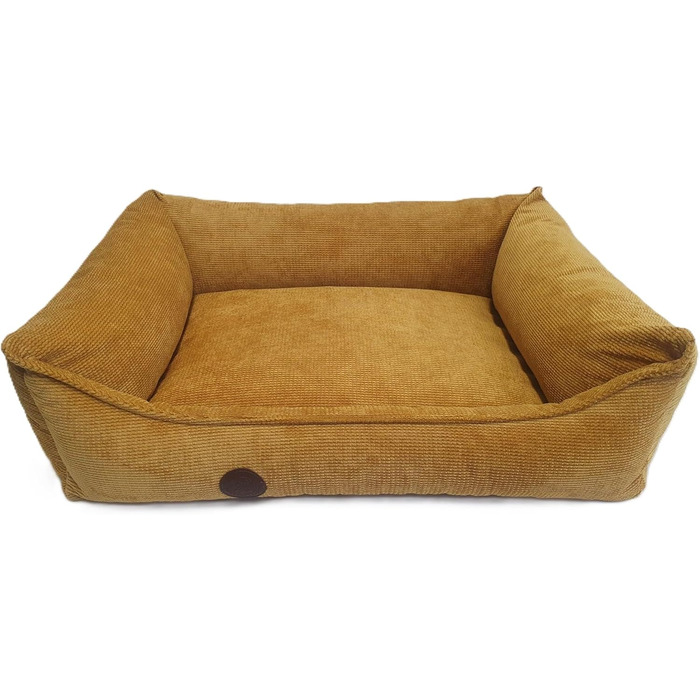 Ортопедичне ліжко для собак, сумісне з великими, середніми та маленькими породами, жовто-гірчичний колір, миється, розмір M (77x60x20 см)