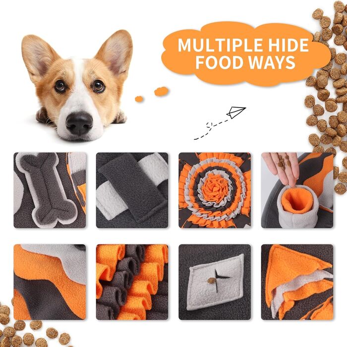 Килимок для собак IEUUMLER, тренувальний, неслизький, для пошуку їжі, зменшує стрес, сірий та помаранчевий, FC017
