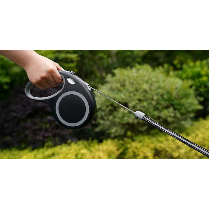 Рулетка для собак EC.TEAK, 9.1 м, для середніх та великих собак до 35 кг, міцна, не заплутується, чорна