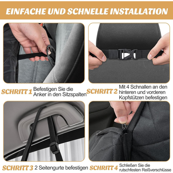 Захист для заднього сидіння авто для собак Costway, 215x148 см, чорний, водовідштовхуючий, з віконцем та боковими захистами