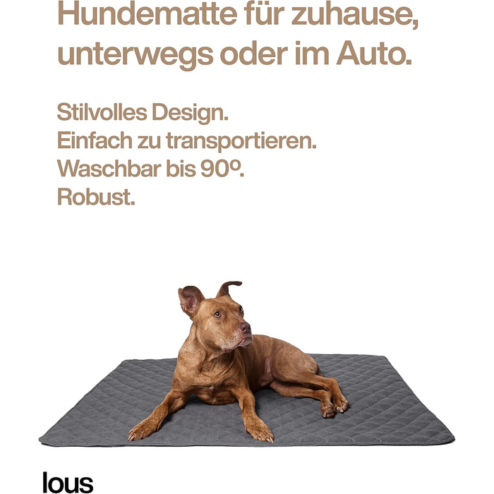 Подушка для собак ручної роботи, килимок для собак, ковдра для собак середніх та маленьких порід, прання до 90ºC, захист дивану, для домашніх тварин, собак та котів (L 98x97x3 см, Антрацит/Сірий) L 98x67x3 см Антрацит / Сірий