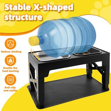 Підвищена годівниця для собак, регульована висота, великі породи - 1400 мл, миска з нержавіючої сталі & 1100 мл миска протиковзаюча, туристична миска та підкладка - годівниця з протиковзким покриттям для середніх/великих собак