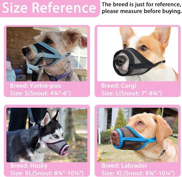 Намордник для собак LUCKYPAW, сітка, великі та середні породи, м'яка насадка, запобігає укусам, пиття, дихання, регульований, для цуценят (XXL, 26,4 см)