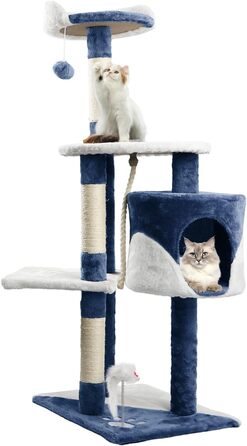 Nobleza Котячий комплекс 118,5 см, дряпка з 3 платформами, будиночком, іграшками, синій