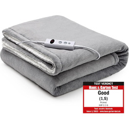 Електрична гріюча ковдра Promed з автовимкненням, 180x130 см, 10 температурних режимів, для шиї, плечей та спини (сіра/біла)