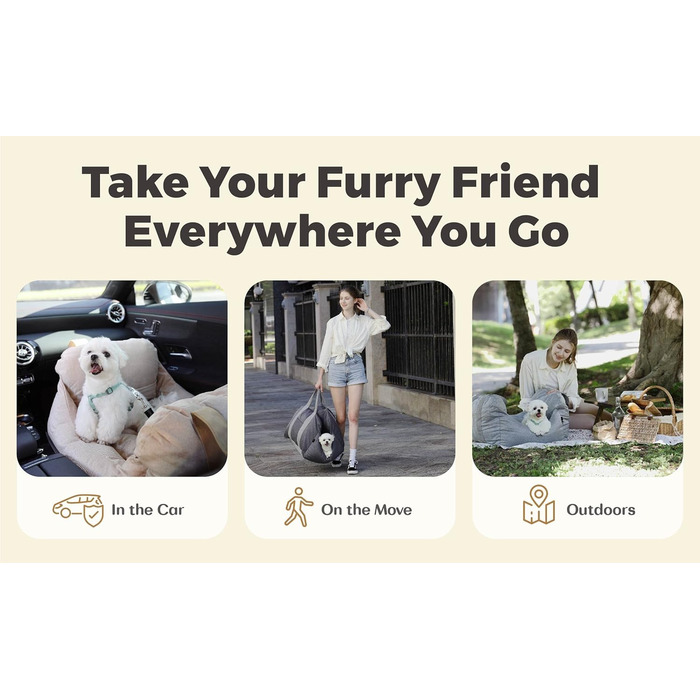 PET AWESOME автокрісло для собак, бежеве, для автомобіля